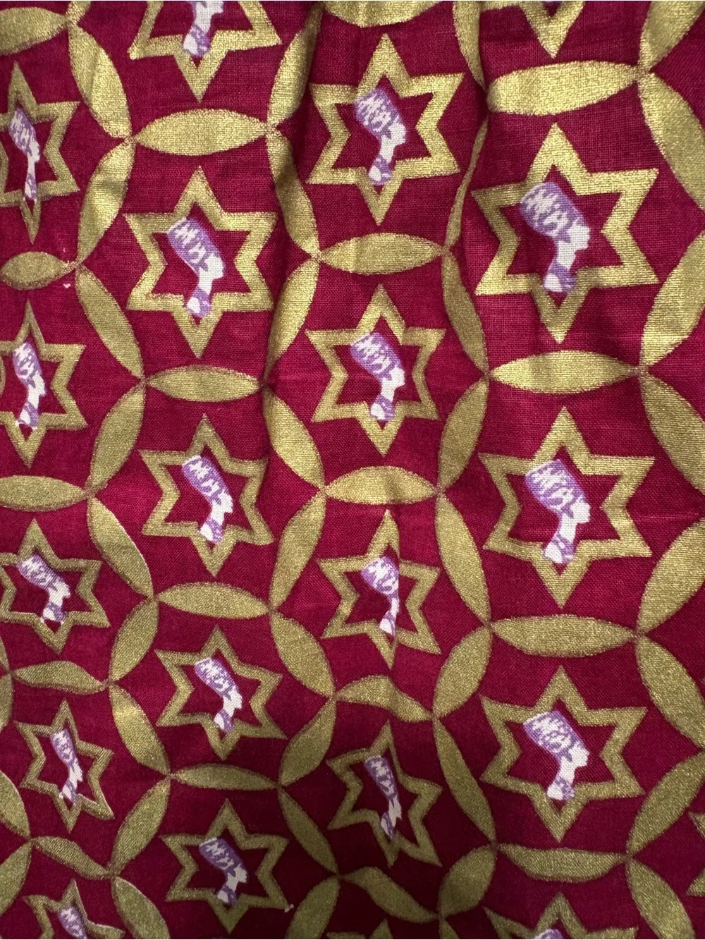 Handmade African Print Burgundy Gold Geometric Midi Maxi Skirt